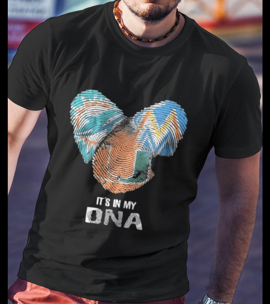 Dolphins Marlins Hurricanes It's In My DNA Fingerprint T-Shirt