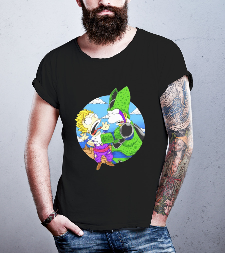 Gohan Cell Dragon Ball Z Bart Homer Simpson Mashup Clash T-Shirt