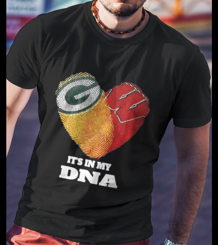 Green Bay Packers It's In My DNA Heart Fingerprint T-Shirt