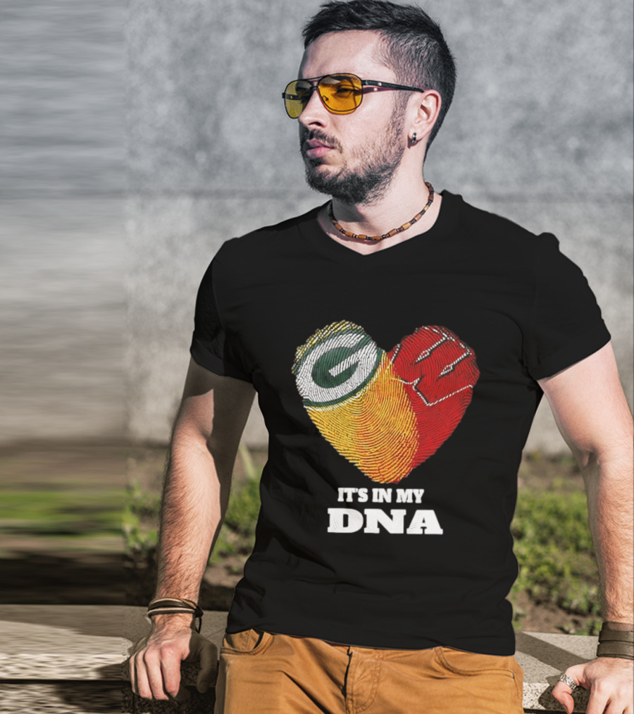 Green Bay Packers It's In My DNA Heart Fingerprint T-Shirt