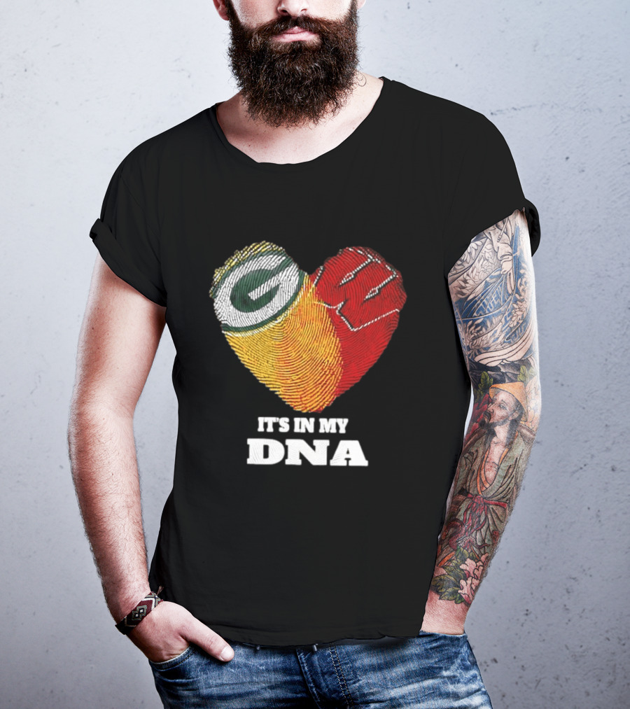 Green Bay Packers It's In My DNA Heart Fingerprint T-Shirt