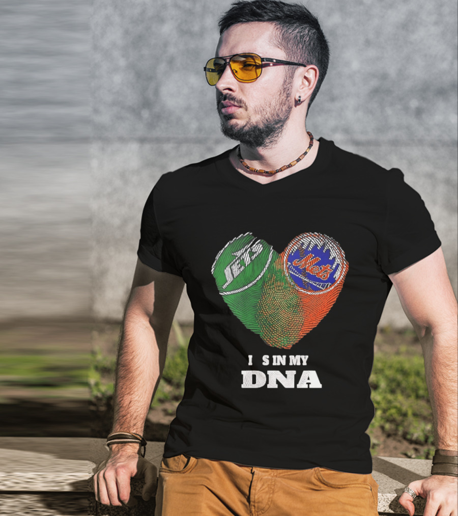 New York Jets Mets Heart Fingerprint It Is In My DNA T-Shirt