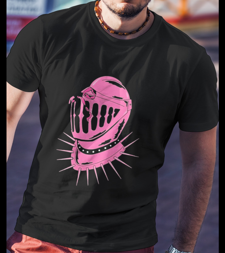 Knight Helmet With Pink Bow And Spiked Choker Aesthetic T-Shirt