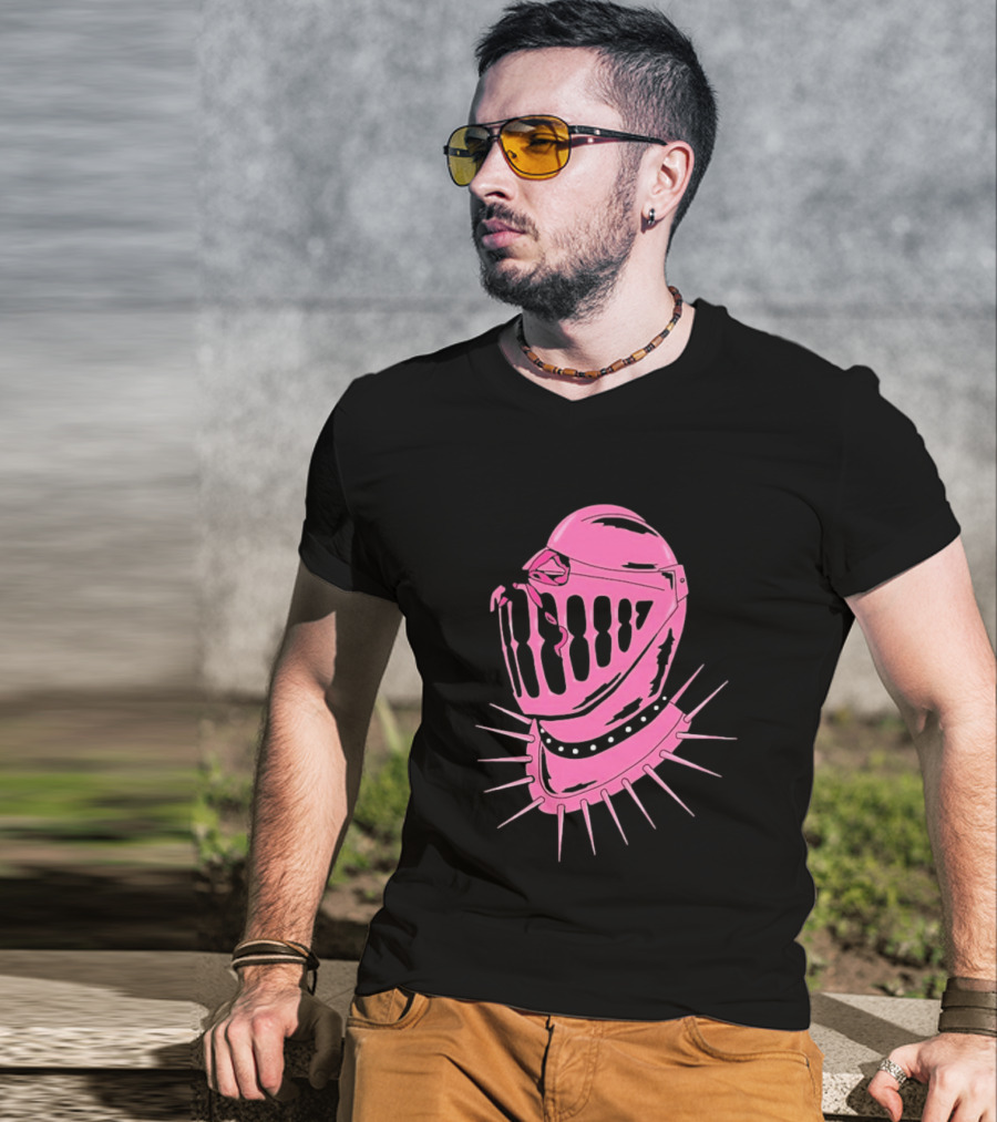 Knight Helmet With Pink Bow And Spiked Choker Aesthetic T-Shirt