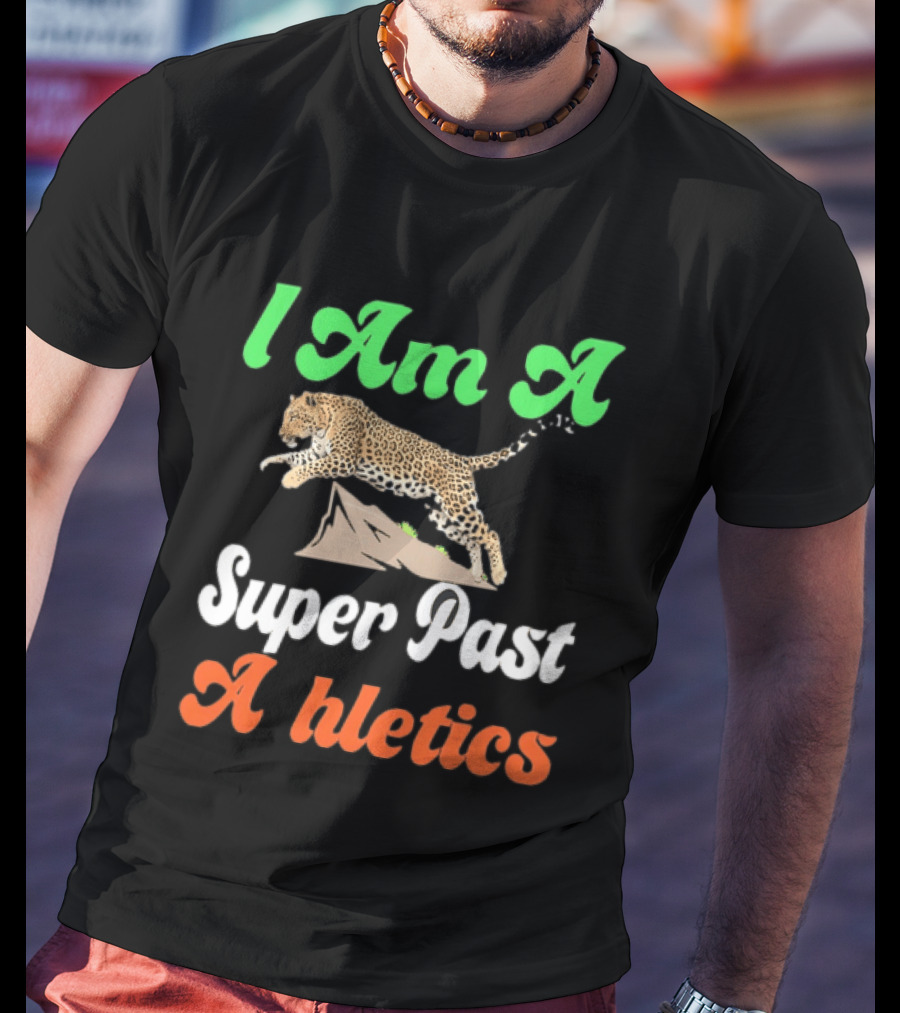 I Am A Super Past Athletics Leopard Running T-Shirt