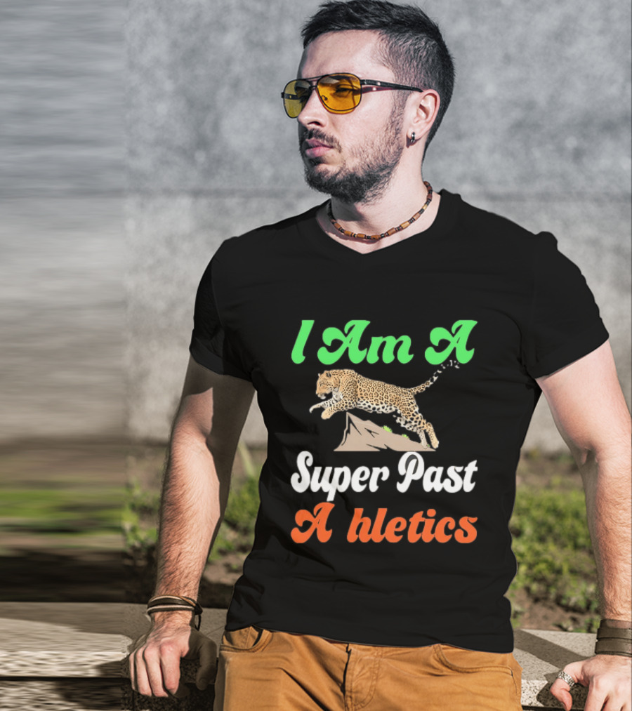 I Am A Super Past Athletics Leopard Running T-Shirt