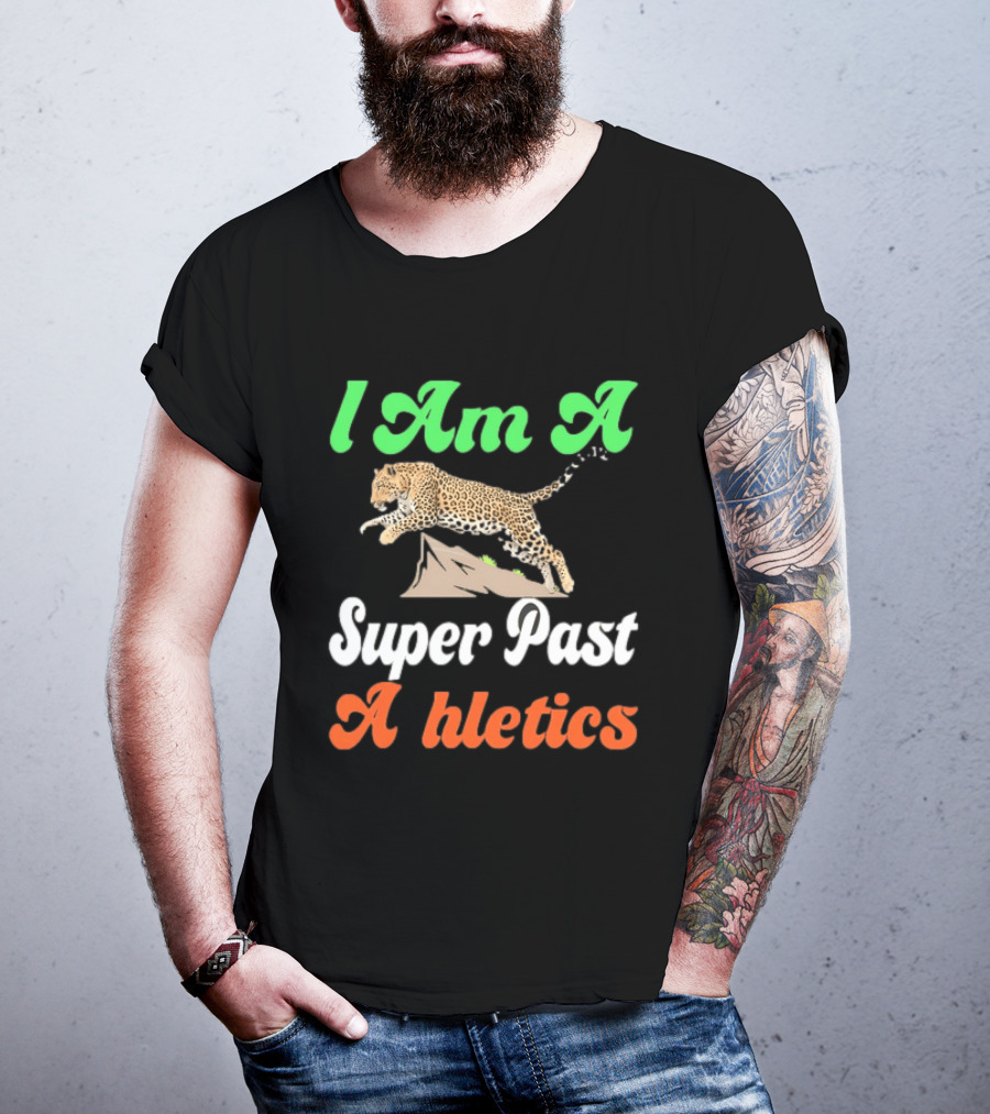 I Am A Super Past Athletics Leopard Running T-Shirt