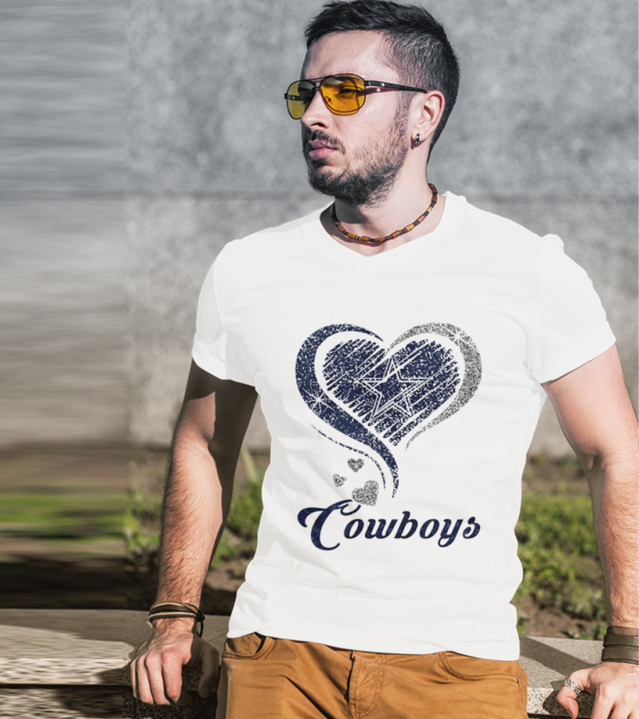 Dallas Cowboys Heart Glitter T-Shirt