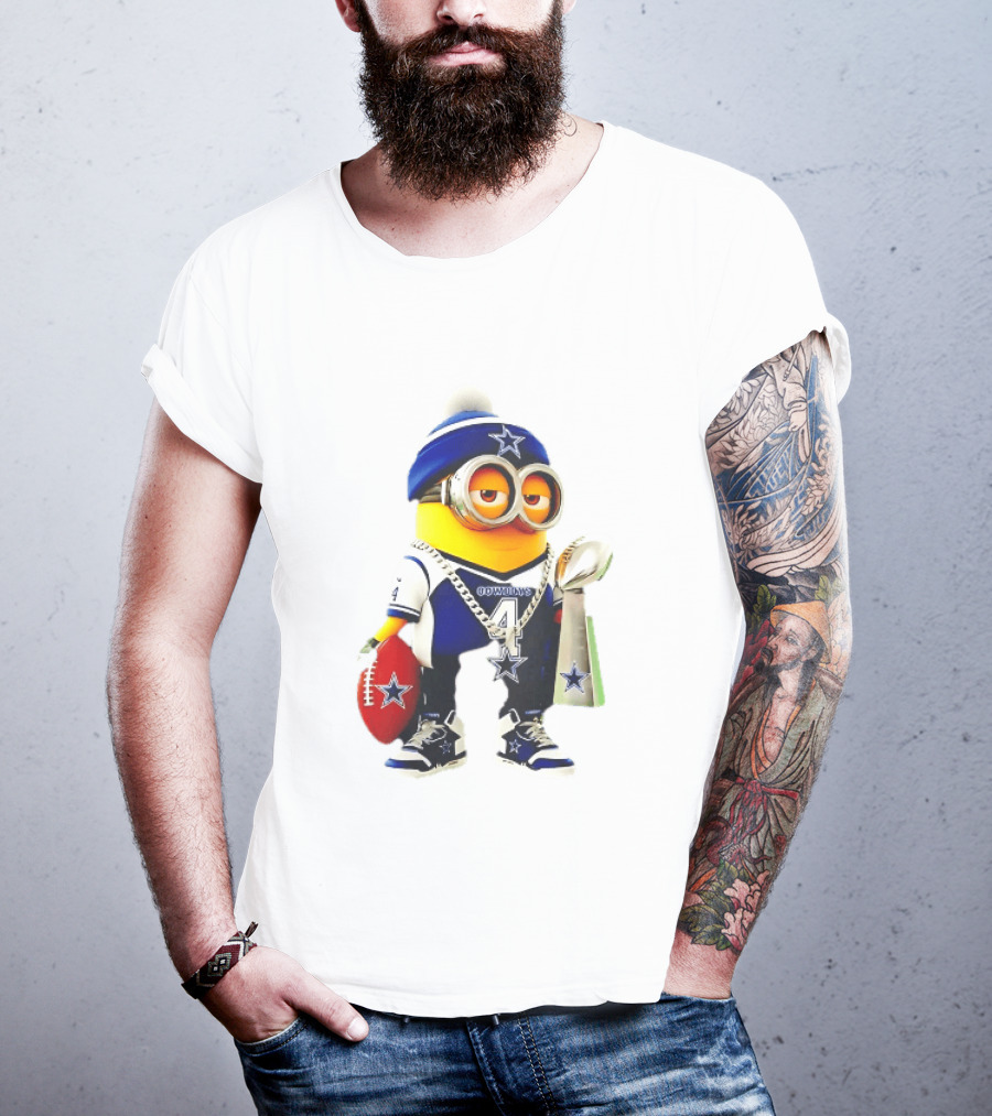 Dallas Cowboys Minion With Lombardi Trophy And Football T-Shirt