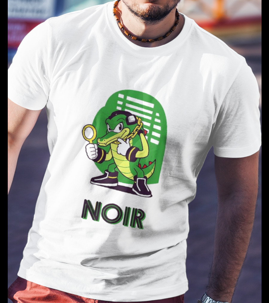 Vector The Crocodile Chaotix Detective Agency Noir Magnifying Glass Image T-Shirt