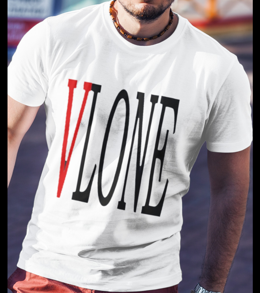 Vlone Logo Red V Black Font Streetwear Fashion T-Shirt