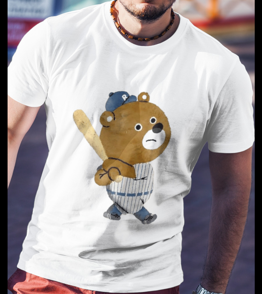 Kuma Bear Takuto Nakagawa Baseball Player Character In Striped Uniform T-Shirt