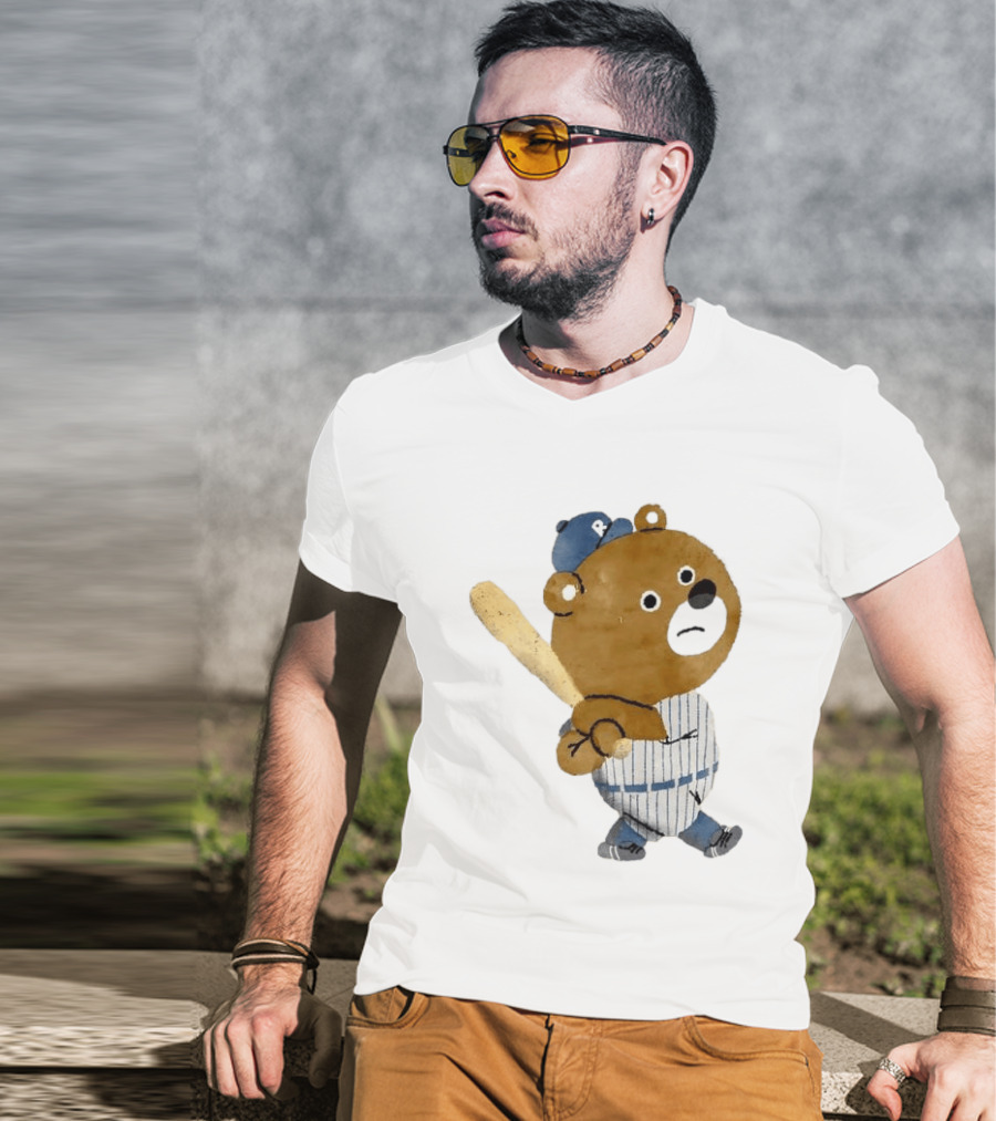 Kuma Bear Takuto Nakagawa Baseball Player Character In Striped Uniform T-Shirt