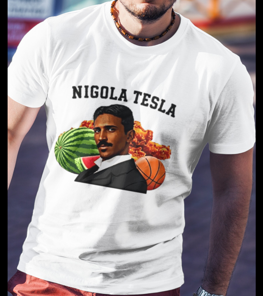 Nigola Tesla Watermelon Fried Chicken Basketball Fusion T-Shirt