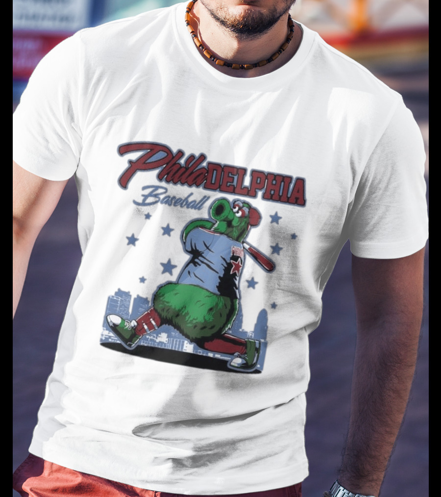 Phillie Phanatic Philadelphia Baseball Phillies MLB Skyline Stars T-Shirt