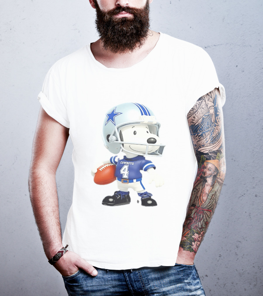 Peanuts Snoopy Cowboys Football Player 4 Helmet Dallas Fan Gear T-Shirt