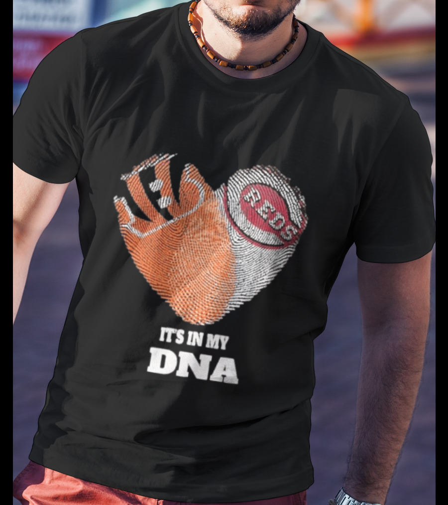 Bengals Reds It's In My DNA Handprint Football Baseball Fan Gear T-Shirt