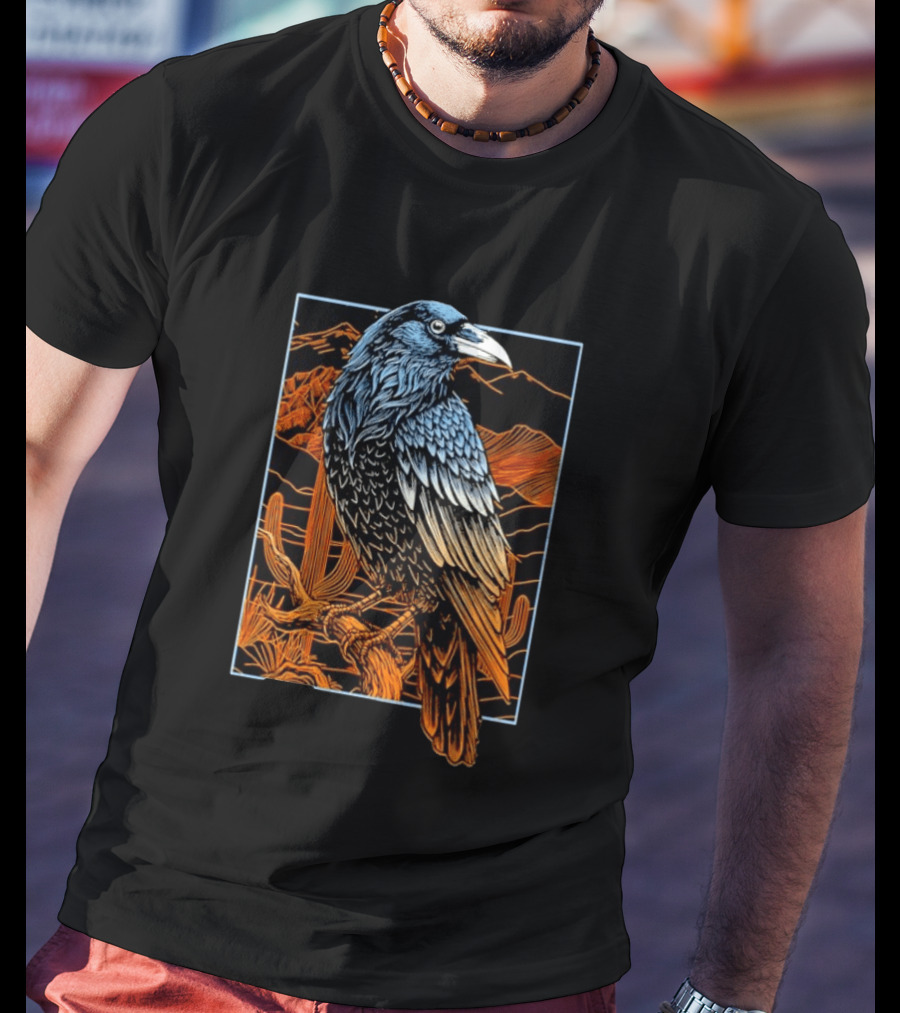 Raven In Southwest Desert Landscape Wildlife Nature Scene T-Shirt
