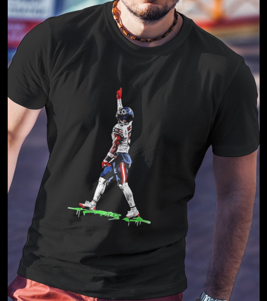 DJ Moore Chicago Bears Touchdown Celebration Action Pose Football Graffiti T-Shirt