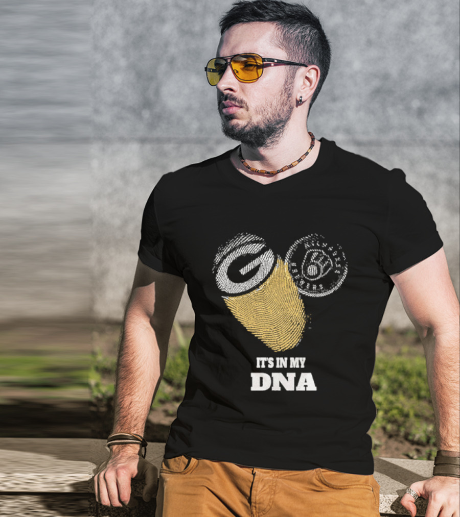 Packers Brewers It's In My DNA Football Baseball Fan Pride T-Shirt