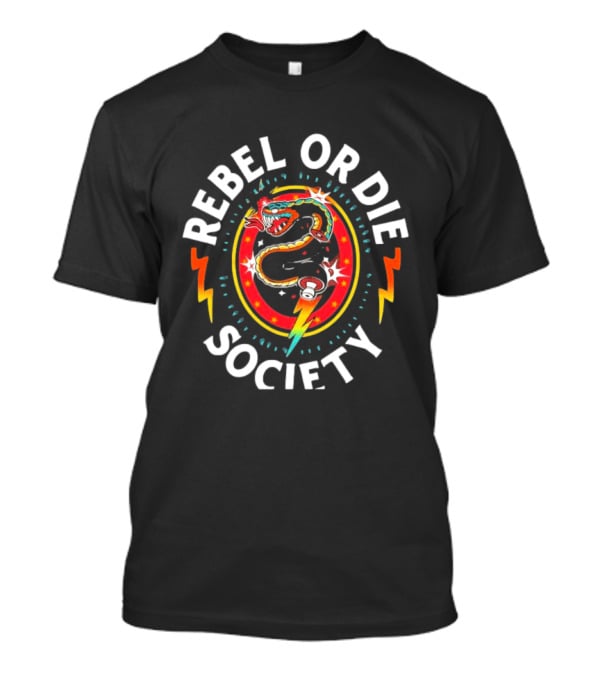 Rebel Or Die Society Snake Tattoo Lightning T-Shirt