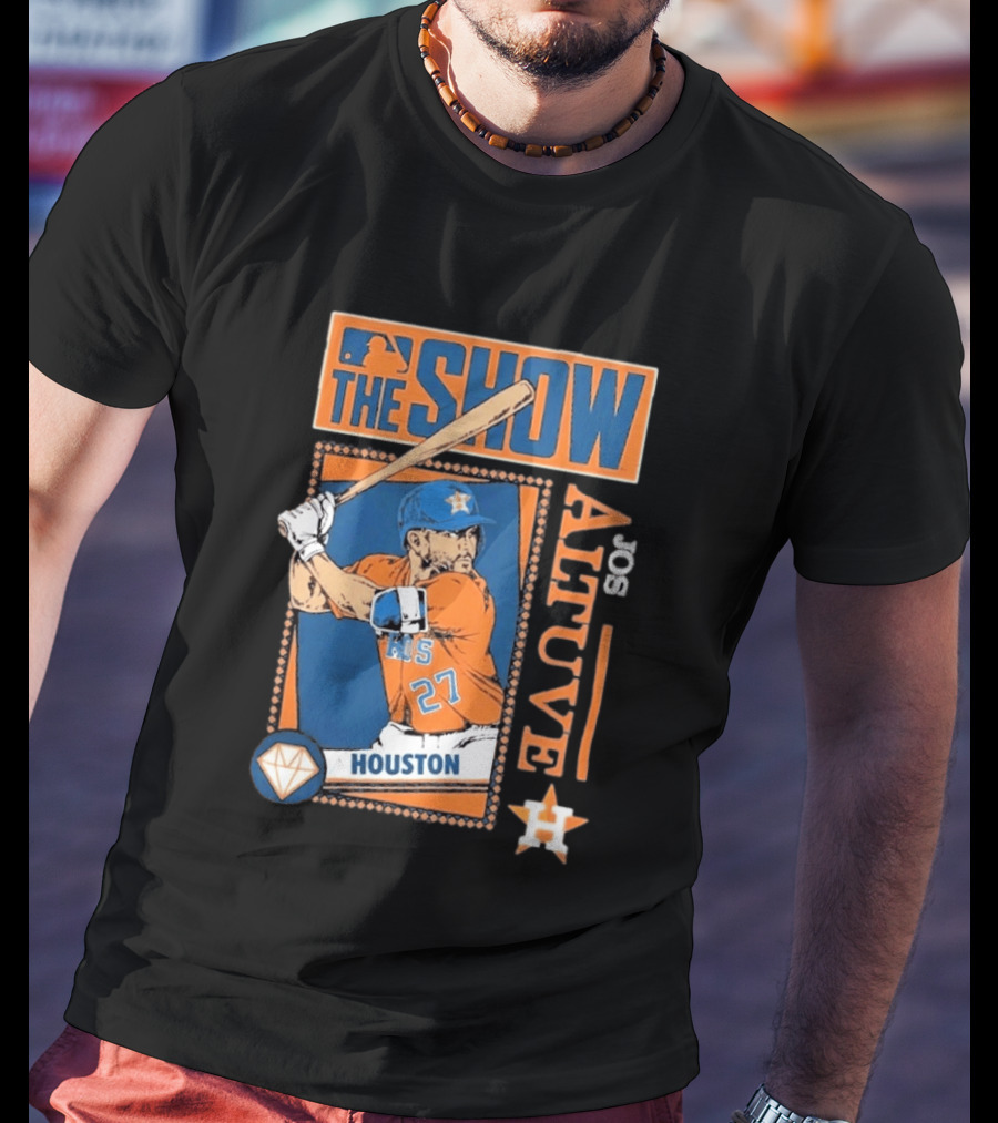 Houston Astros Jose Altuve The Show MLB Player Homage Navy Tri Blend T-Shirt