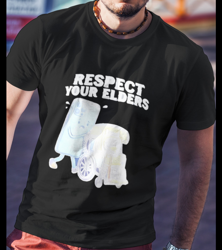 Respect Your Elders Smartphone And Vintage Telephone T-Shirt