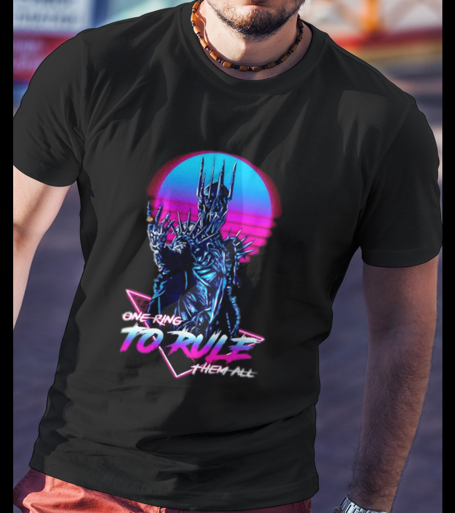 Sauron One Ring To Rule Them All Retro Pink Neon Lord Of The Rings T-Shirt