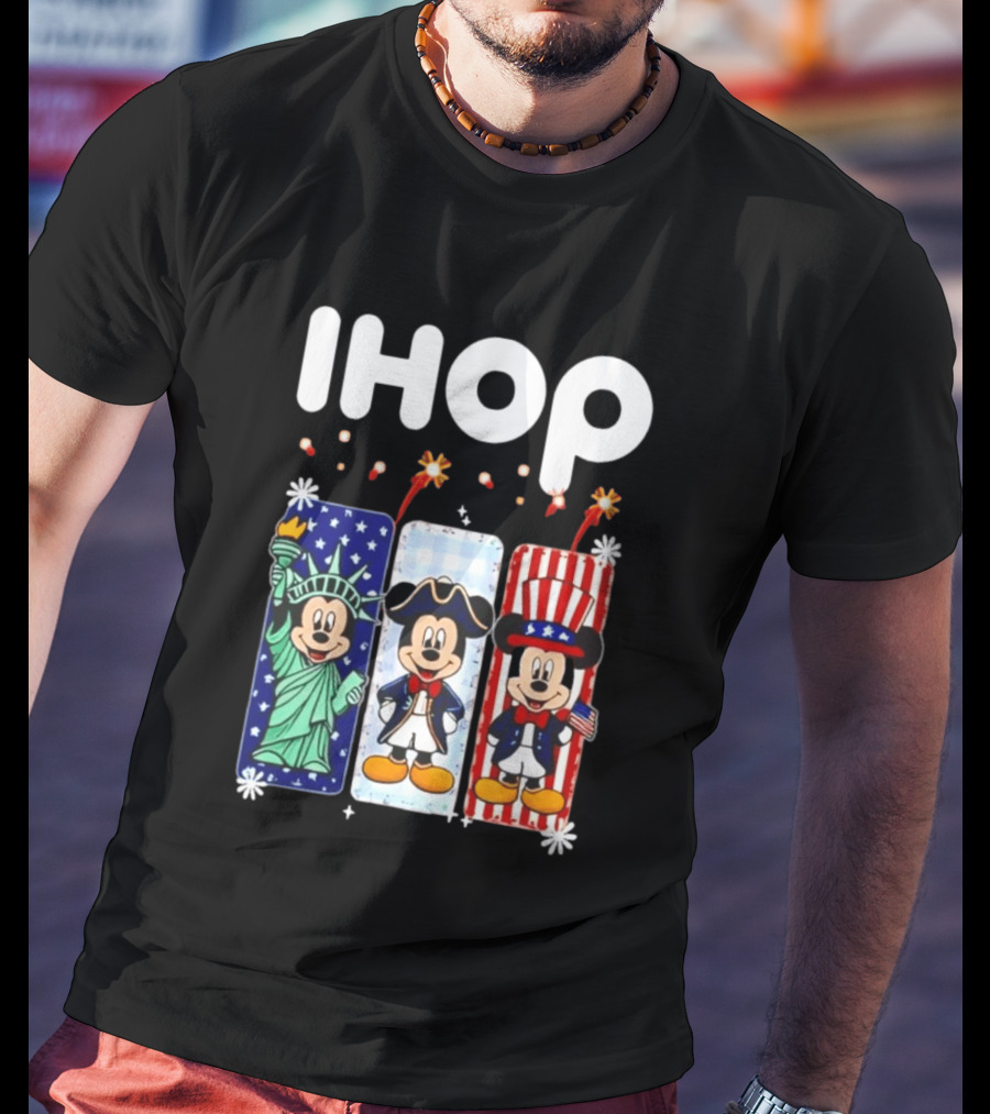 IHOP Mickey Mouse Statue Of Liberty Colonial Patriotic Independence Day T-Shirt