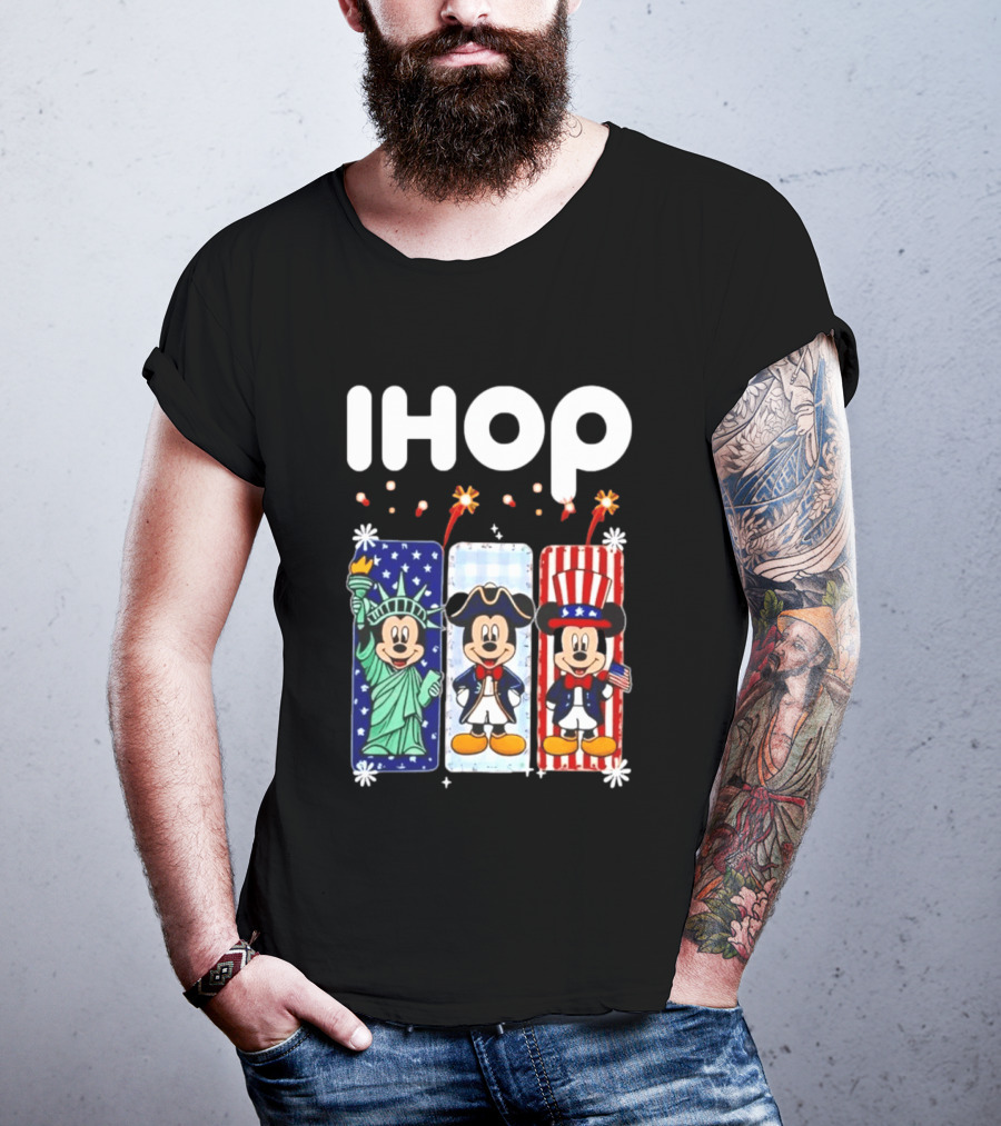 IHOP Mickey Mouse Statue Of Liberty Colonial Patriotic Independence Day T-Shirt
