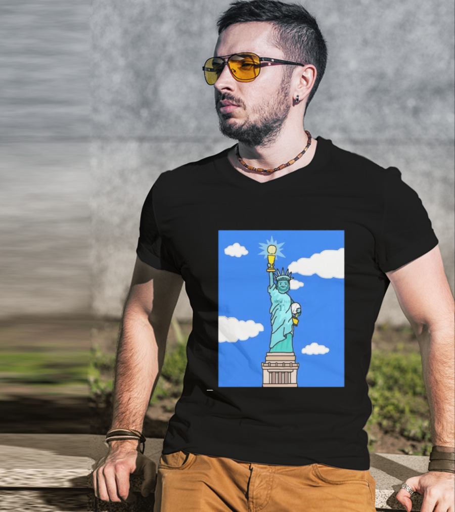 Jalen Brunson Statue Of Liberty New York 11 NBA Trophy T-Shirt