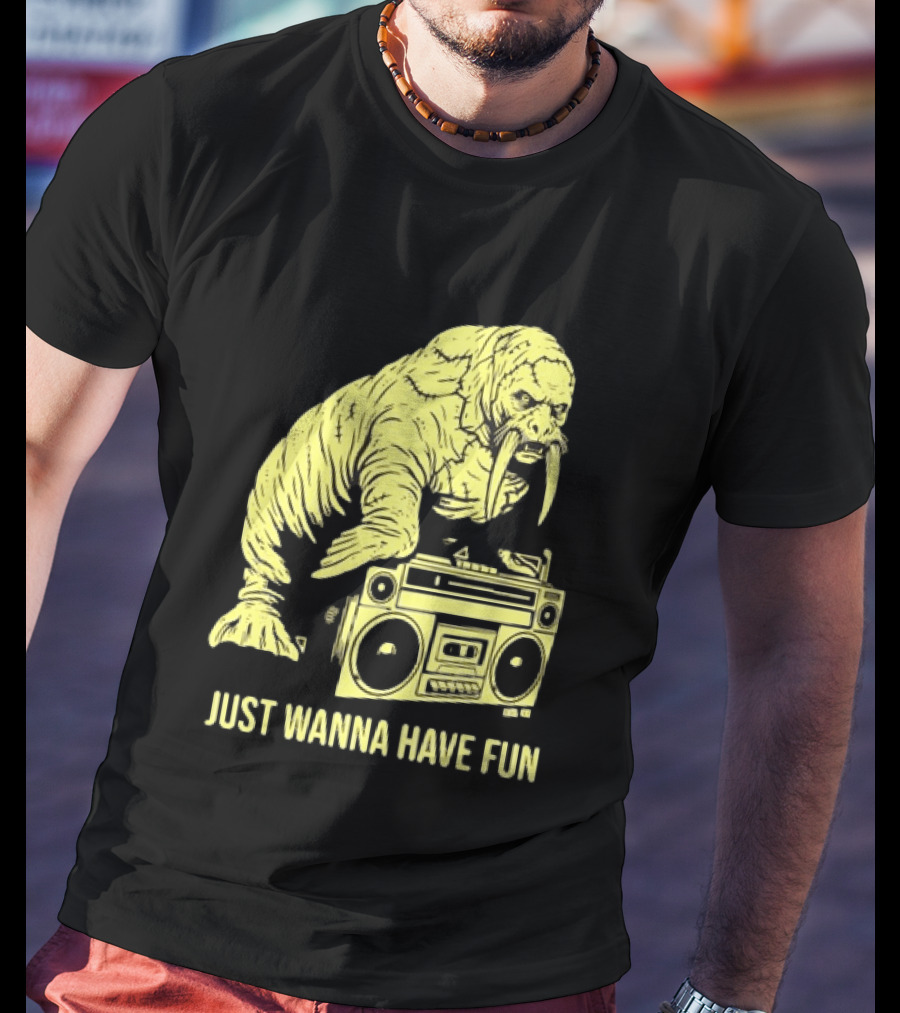 Walrus DJ Just Wanna Have Fun With Boombox T-Shirt