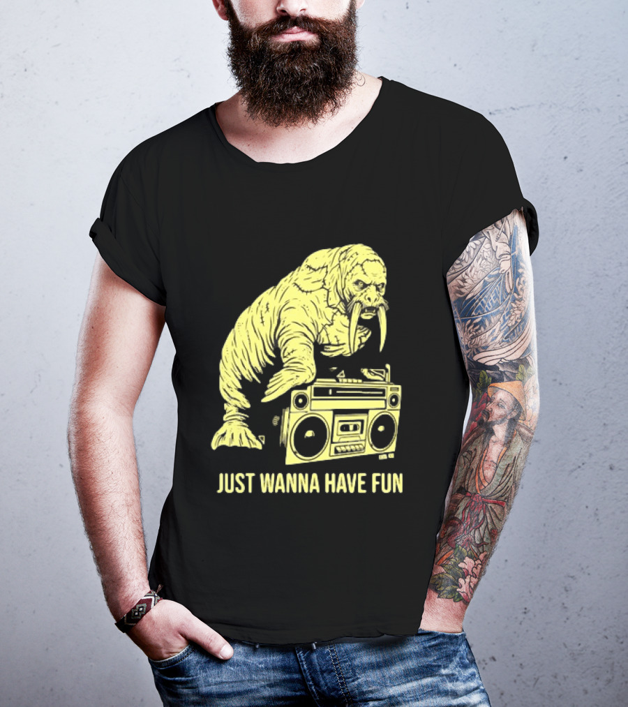 Walrus DJ Just Wanna Have Fun With Boombox T-Shirt