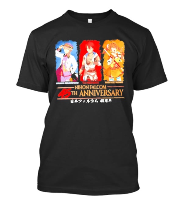 Nihon Falcom 45th Anniversary Characters Illustration In Japanese T-Shirt