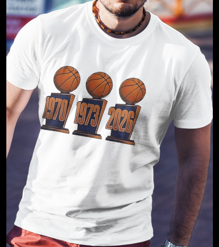 New York Knicks NBA Champions 1970 1973 2026 Basketball Trophy Titles T-Shirt