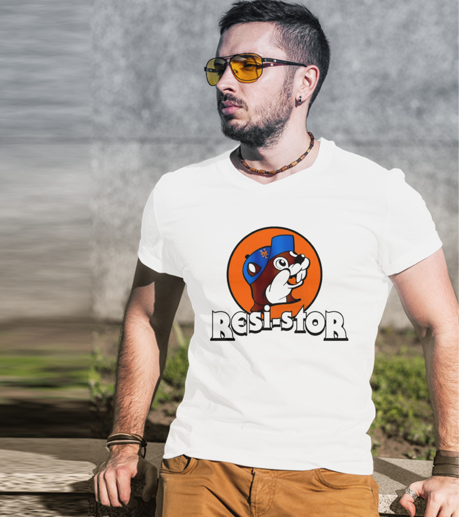 New York Mets Buc Ee's Resi Stor Beaver Blue Cap T-Shirt