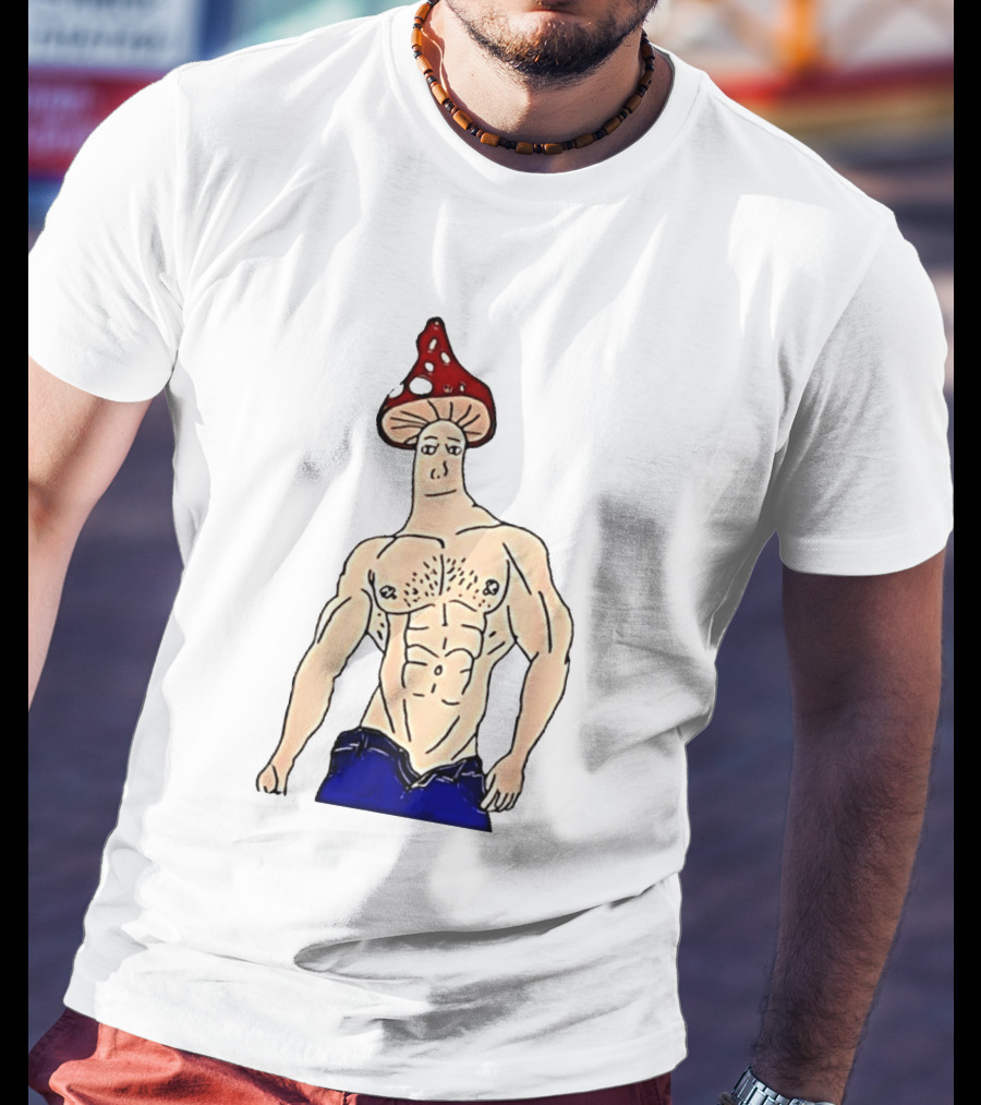 Wojak Shroomjak Buff Gym Meme Mushroom Head T-Shirt