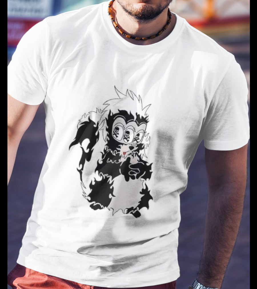 Three Eyed Skunk With Skull Eyes Surreal Creature T-Shirt