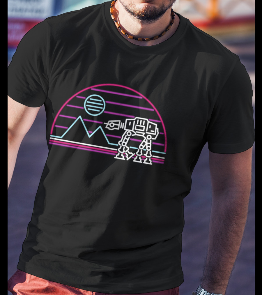 AT AT Walker On Hoth Neon Sign Scene T-Shirt