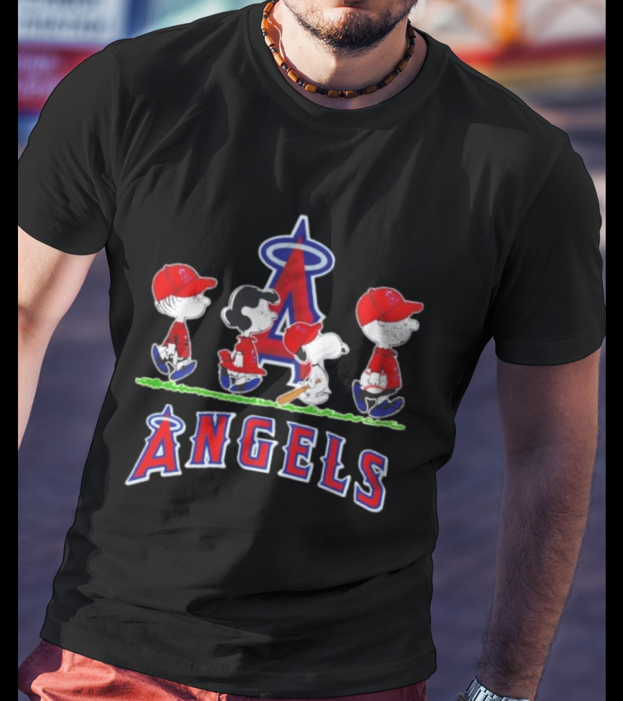 Charlie Brown Lucy Snoopy Peanuts Angels MLB Baseball T-Shirt