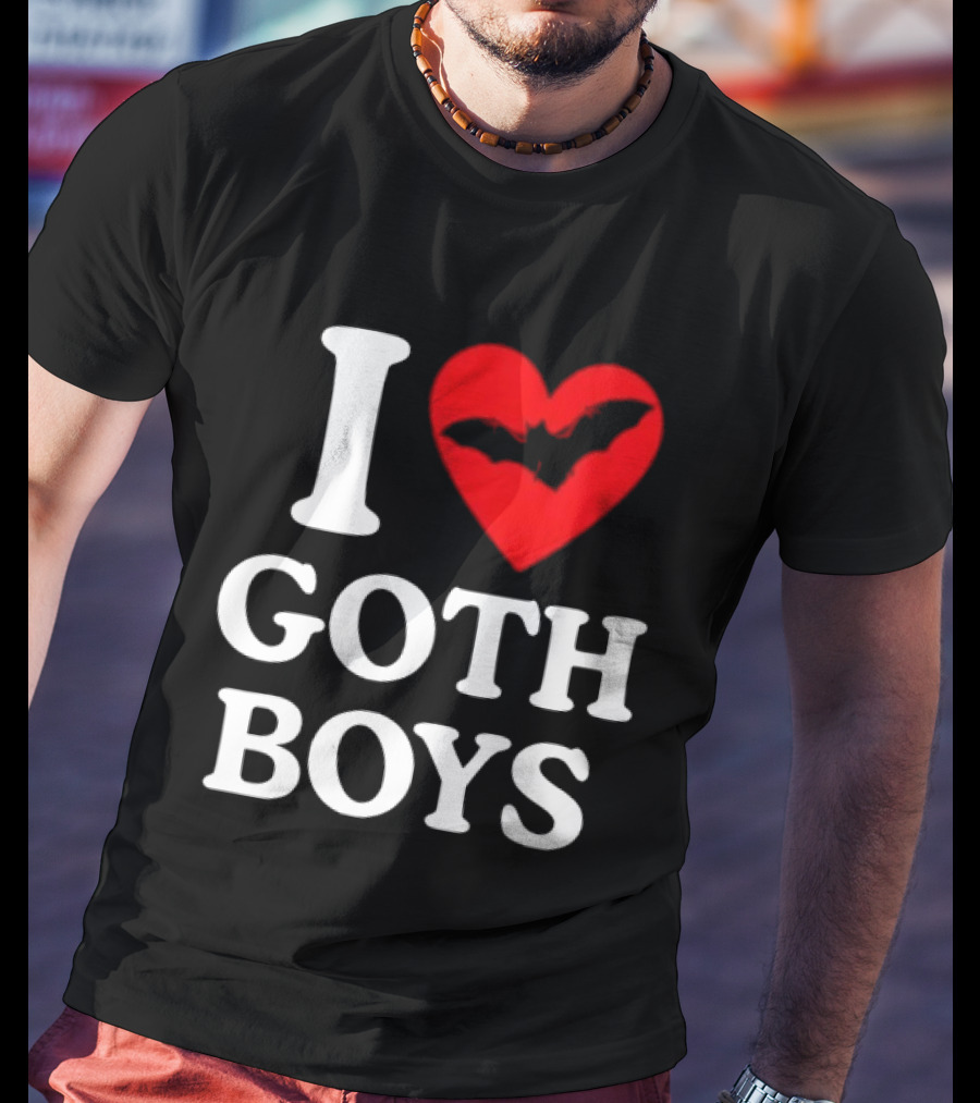 I Love Goth Boys Heart Bat T-Shirt