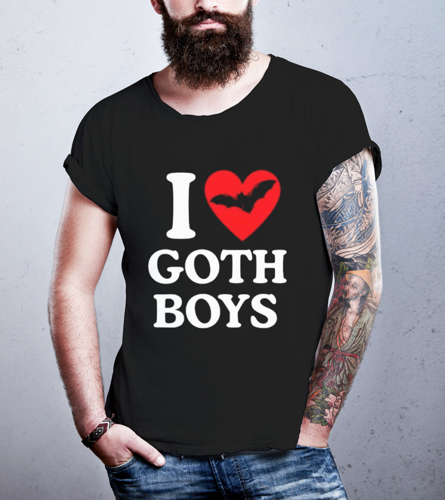 I Love Goth Boys Heart Bat T-Shirt