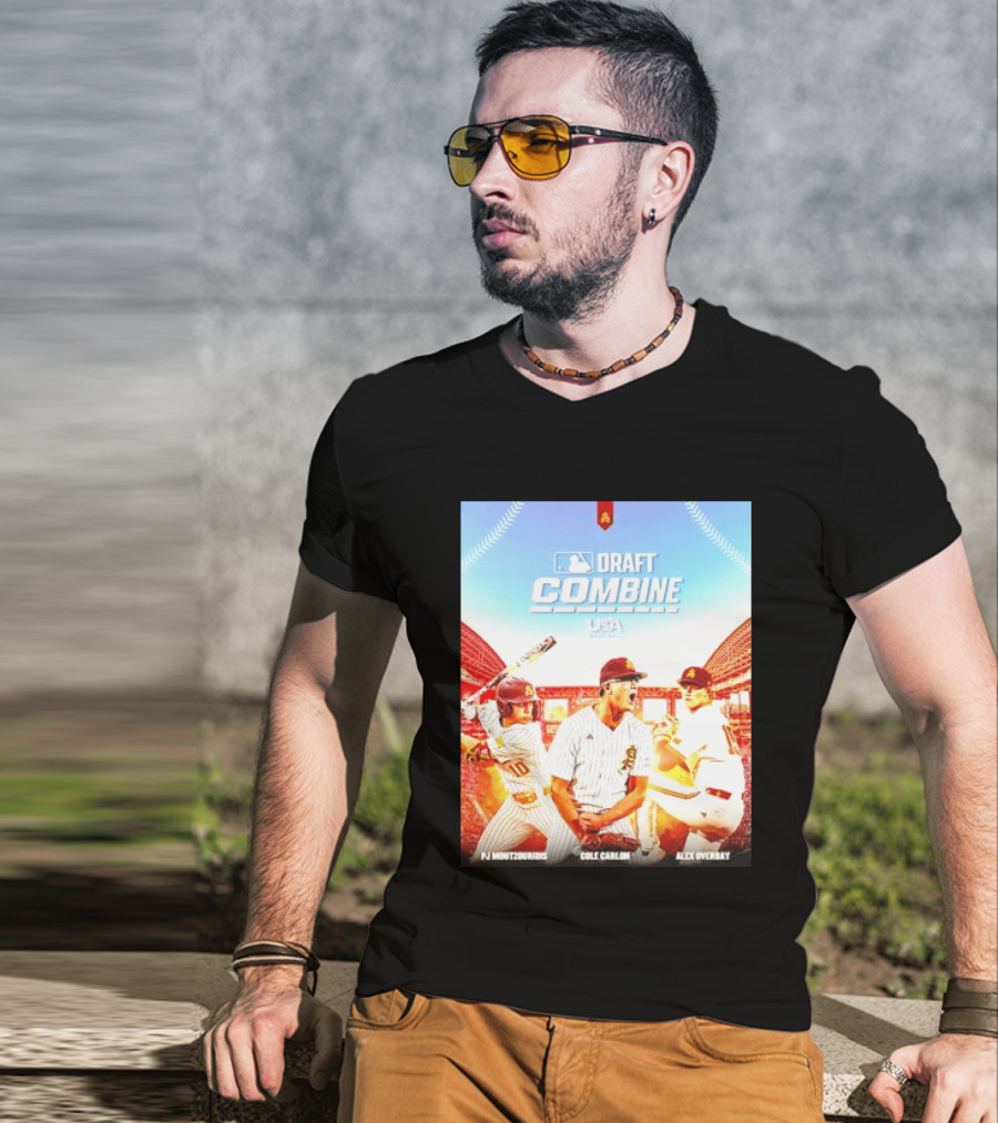 MLB Draft Combine Moutzouridis Carlon Overbay Arizona State Sun Devils Baseball T-Shirt