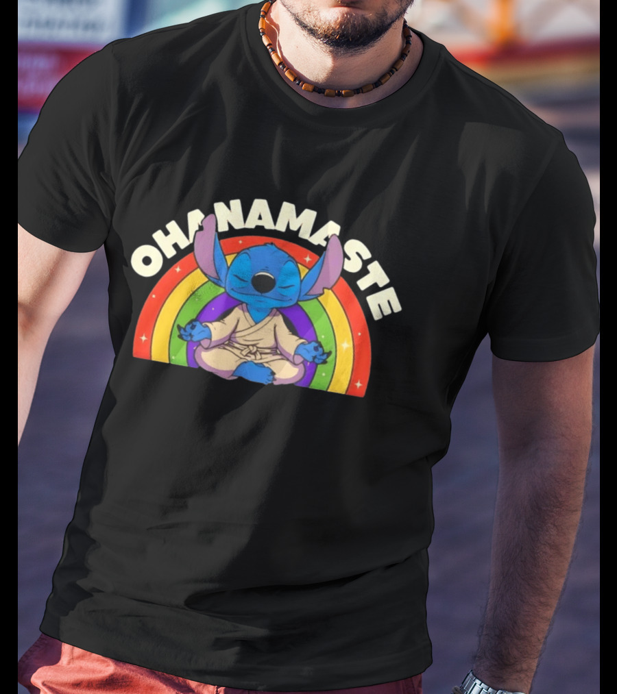 Stitch Ohana Namaste Rainbow Ohanamaste Meditation T-Shirt