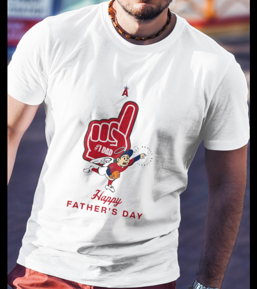 Happy Father's Day 2026 Los Angeles Angels Baseball Fan Foam Finger T-Shirt