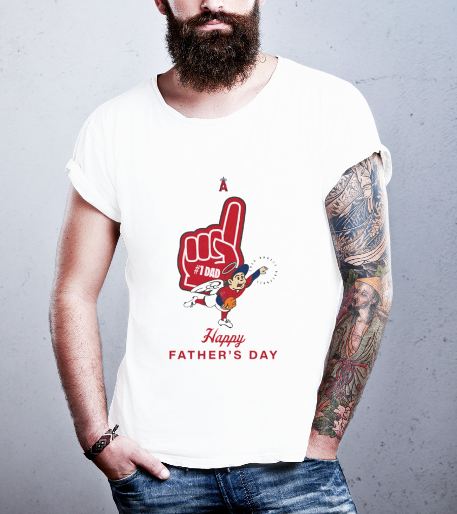 Happy Father's Day 2026 Los Angeles Angels Baseball Fan Foam Finger T-Shirt