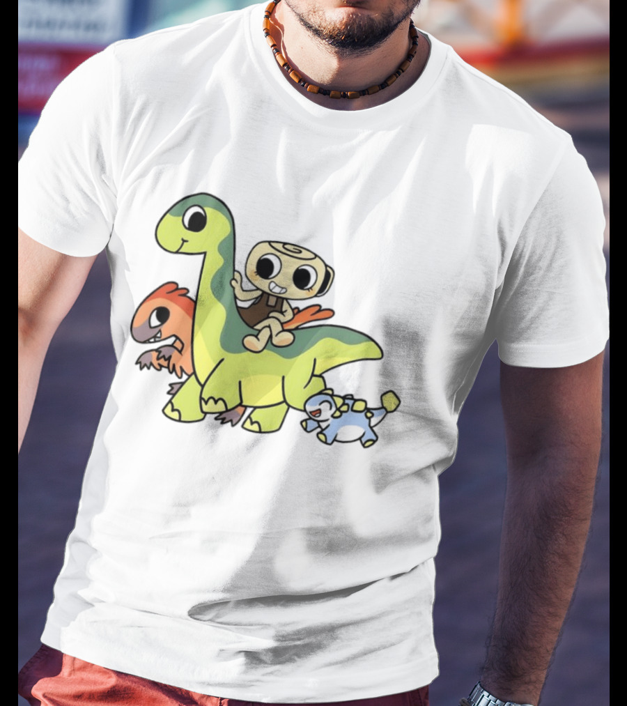 Cinnamon Roll Riding Dinosaurs Cute Cartoon Characters T-Shirt