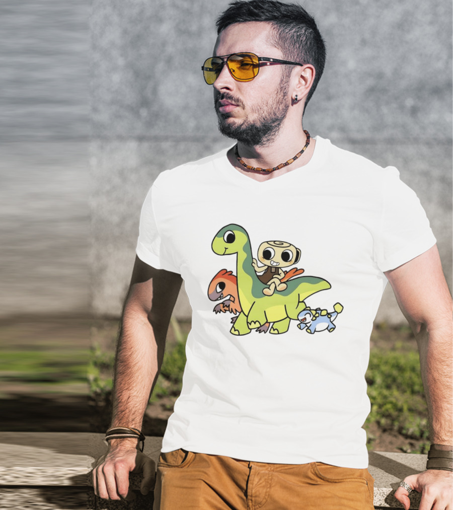 Cinnamon Roll Riding Dinosaurs Cute Cartoon Characters T-Shirt
