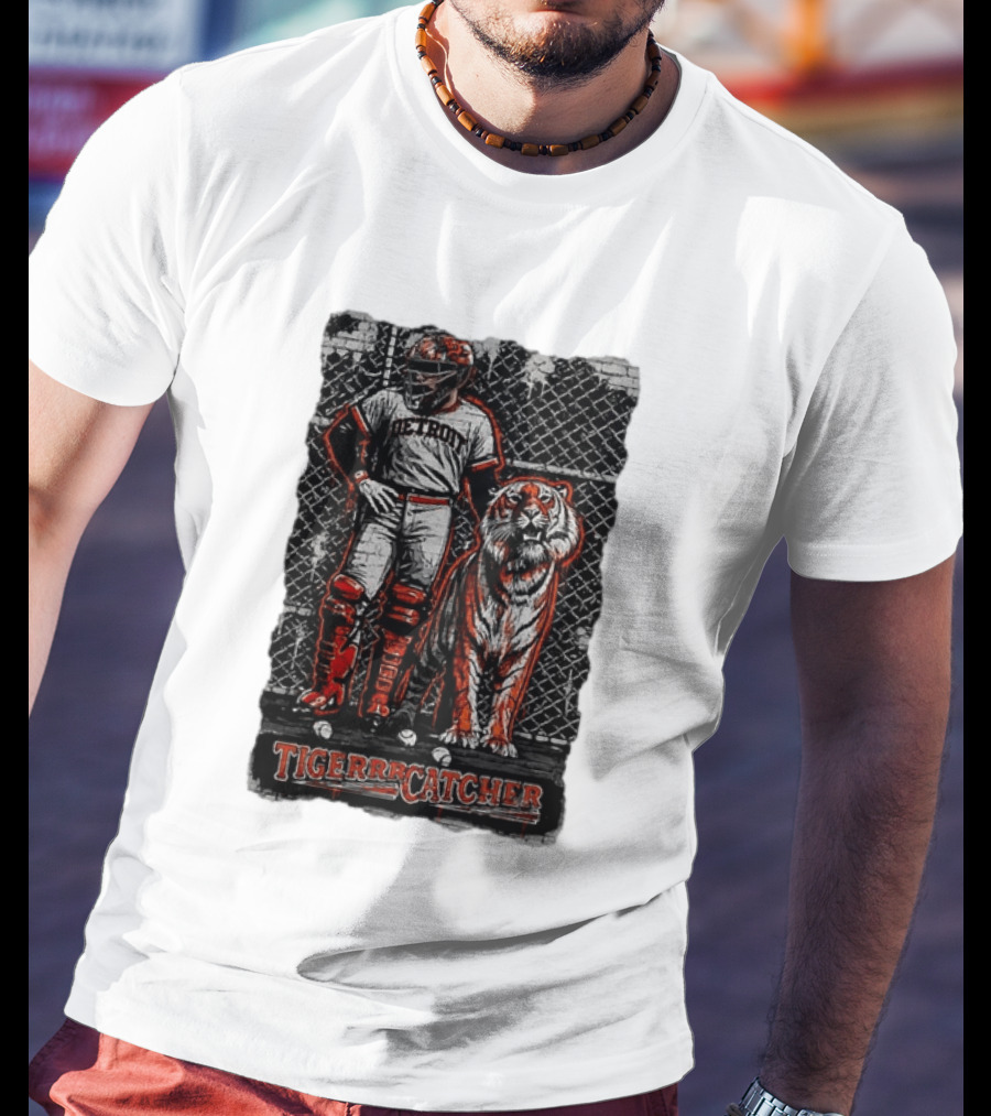 Detroit Tigerrcatcher Baseball Apparel Tiger & Catcher T-Shirt