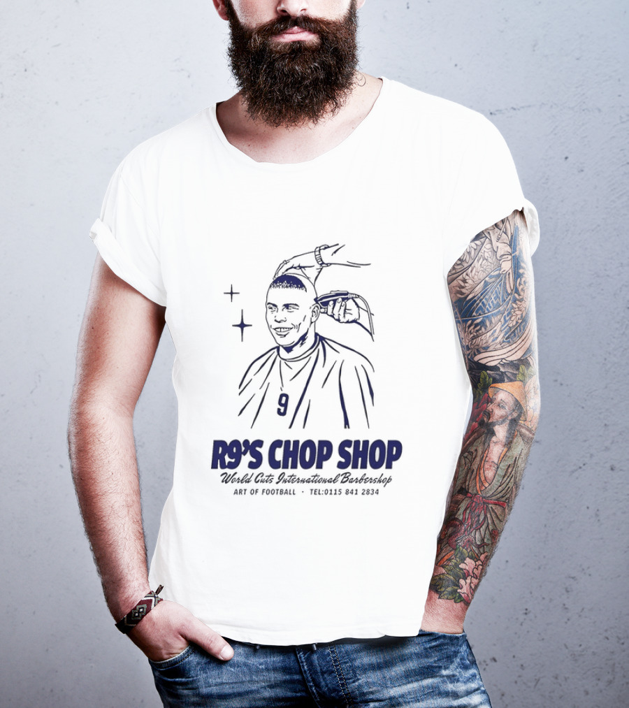 R9's Chop Shop Brazil Ronaldo National Team Barber Art Of Football T-Shirt